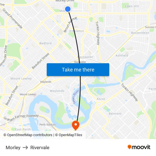 Morley to Rivervale map