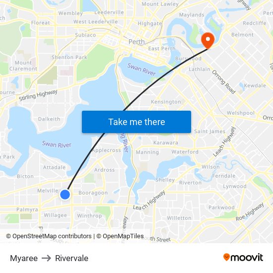 Myaree to Rivervale map