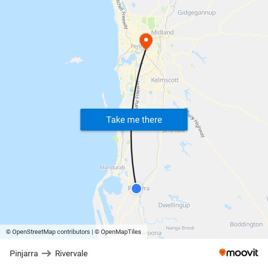 Pinjarra to Rivervale map