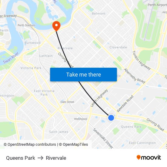 Queens Park to Rivervale map