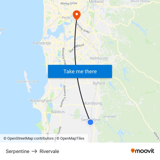 Serpentine to Rivervale map