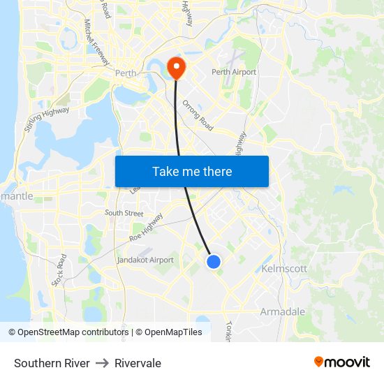 Southern River to Rivervale map