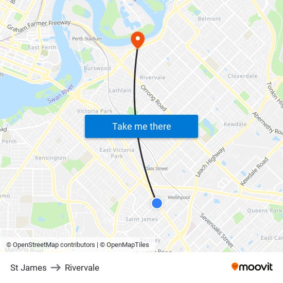 St James to Rivervale map