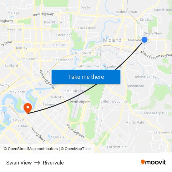 Swan View to Rivervale map