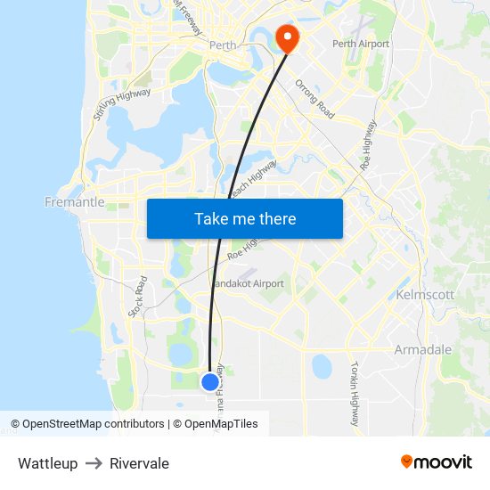 Wattleup to Rivervale map