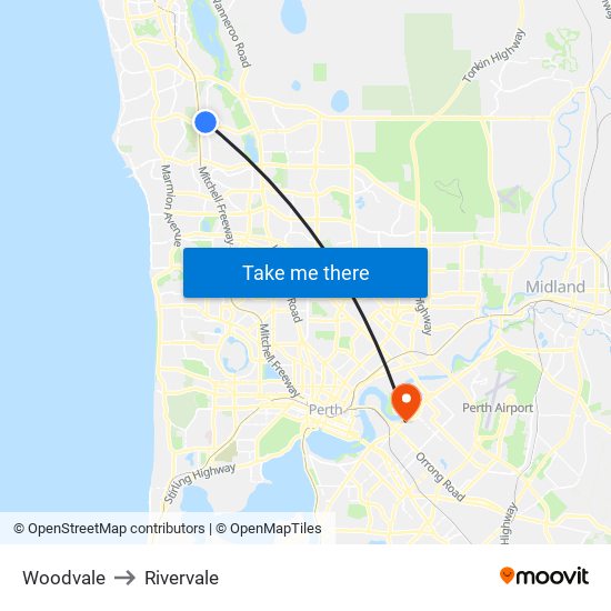 Woodvale to Rivervale map