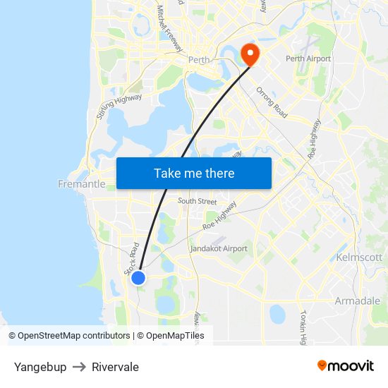 Yangebup to Rivervale map