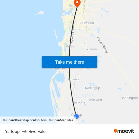 Yarloop to Rivervale map
