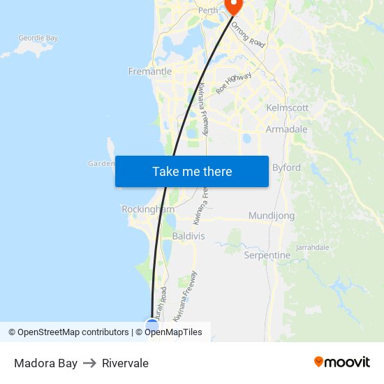 Madora Bay to Rivervale map