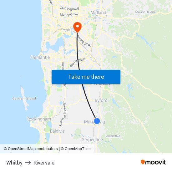 Whitby to Rivervale map