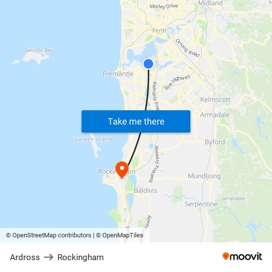 Ardross to Rockingham map