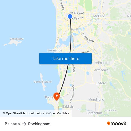 Balcatta to Rockingham map