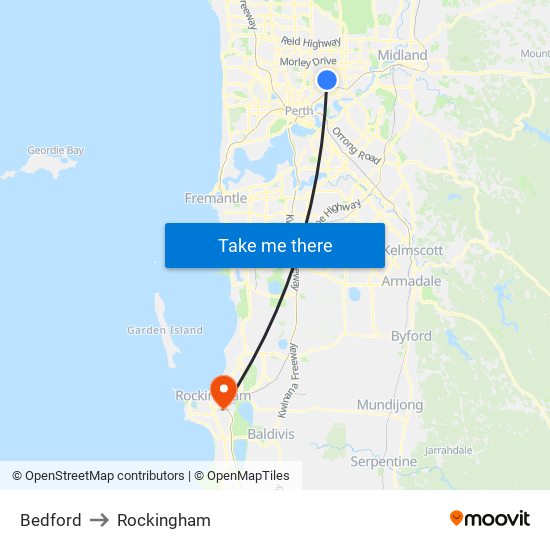 Bedford to Rockingham map