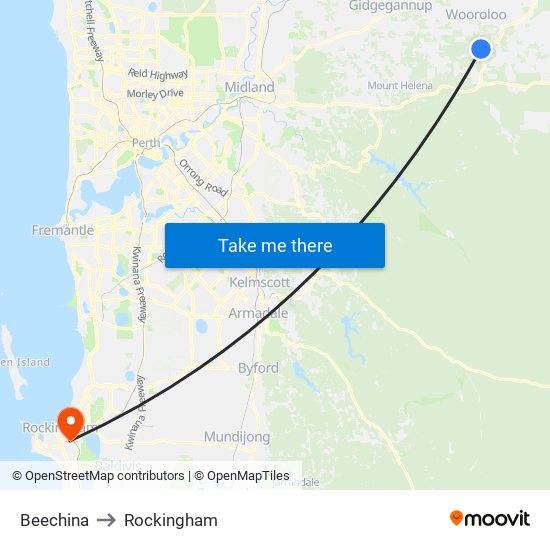 Beechina to Rockingham map