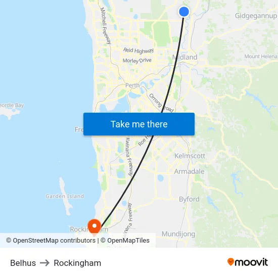 Belhus to Rockingham map