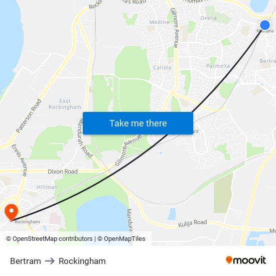 Bertram to Rockingham map