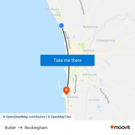 Butler to Rockingham map