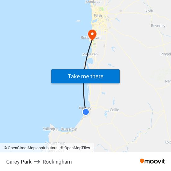 Carey Park to Rockingham map