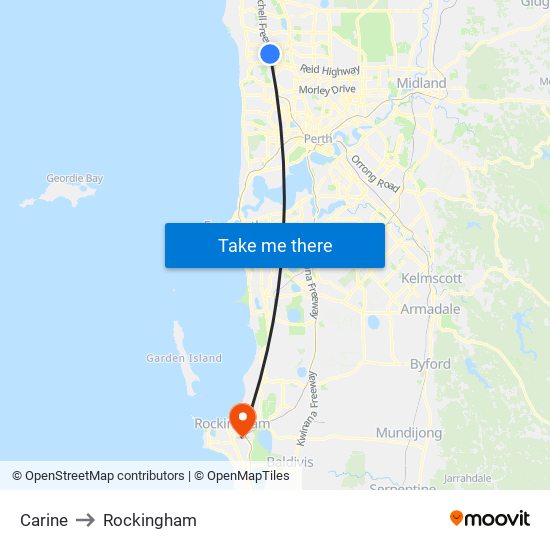 Carine to Rockingham map