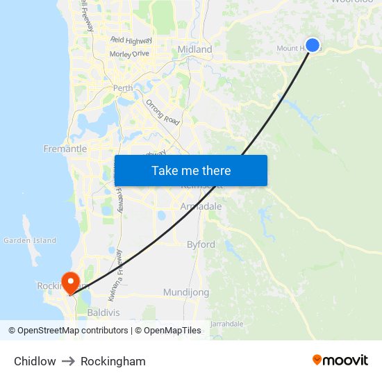 Chidlow to Rockingham map