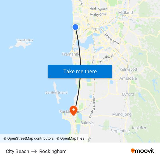 City Beach to Rockingham map