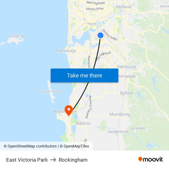 East Victoria Park to Rockingham map