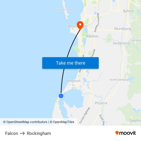 Falcon to Rockingham map