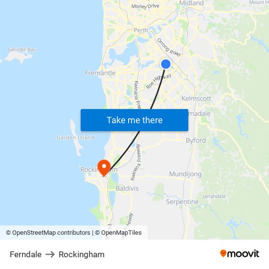 Ferndale to Rockingham map