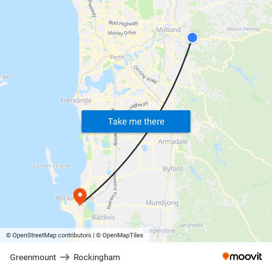 Greenmount to Rockingham map