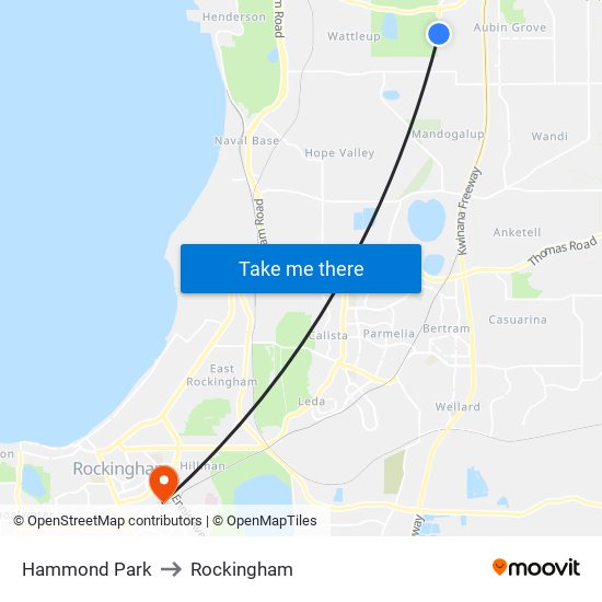 Hammond Park to Rockingham map