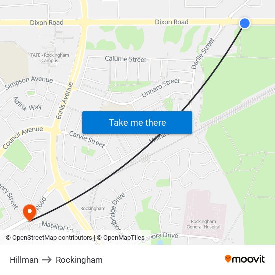 Hillman to Rockingham map