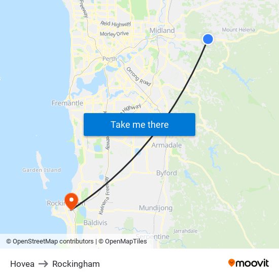 Hovea to Rockingham map