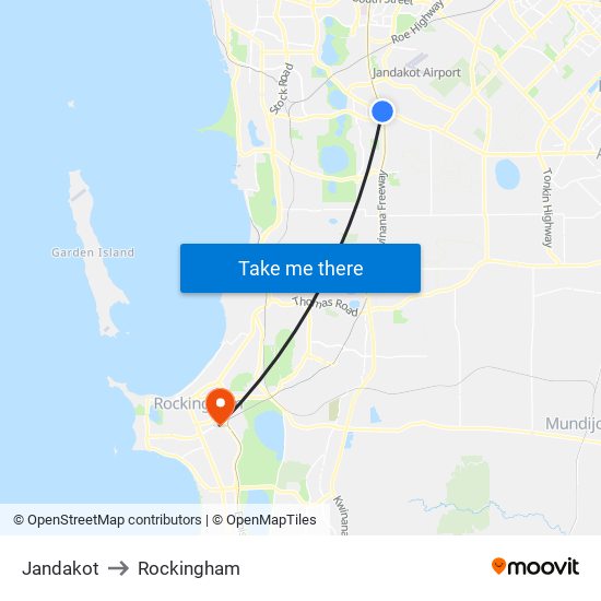 Jandakot to Rockingham map