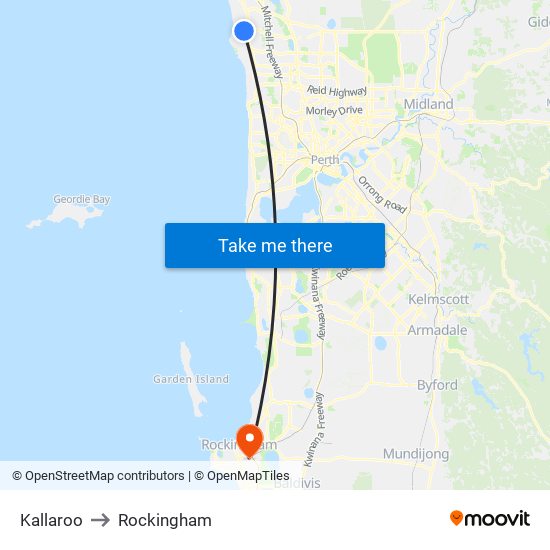 Kallaroo to Rockingham map