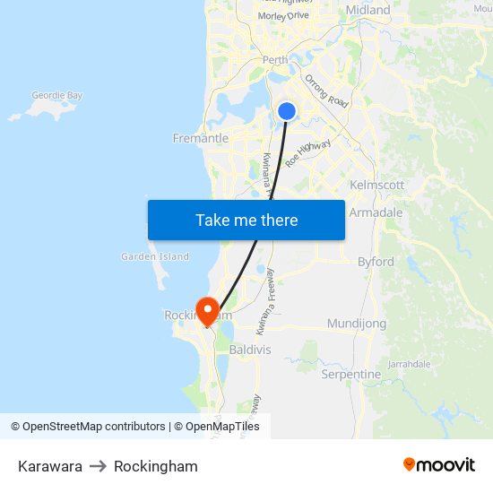 Karawara to Rockingham map