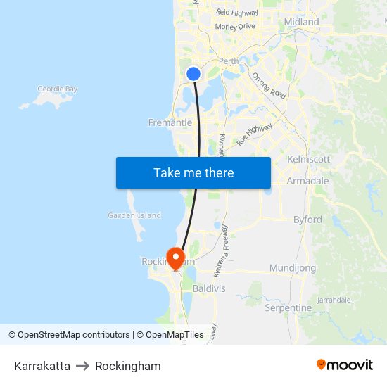 Karrakatta to Rockingham map