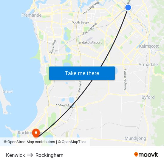 Kenwick to Rockingham map