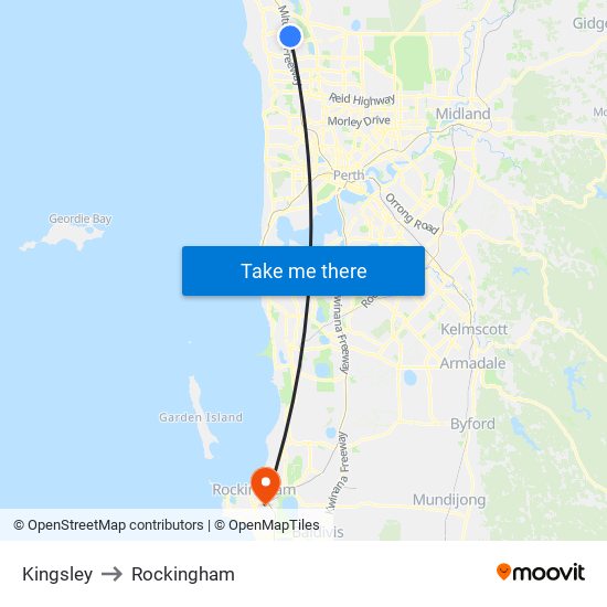 Kingsley to Rockingham map