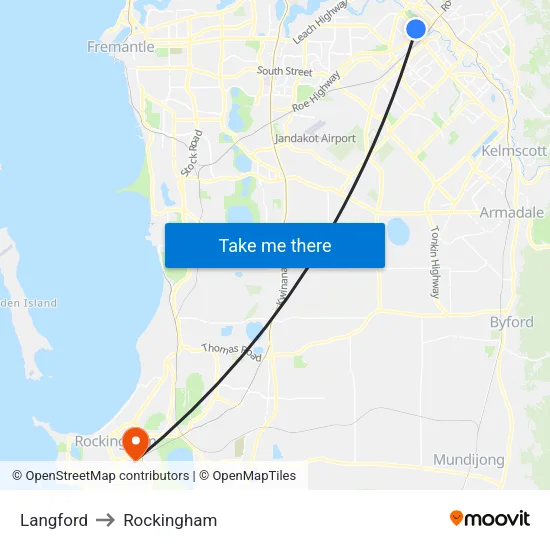 Langford to Rockingham map