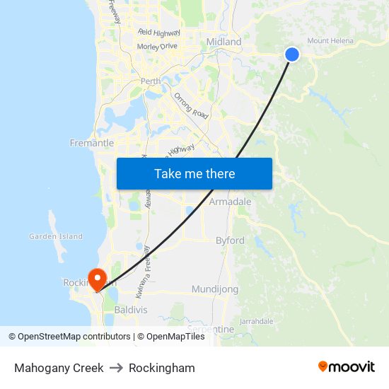 Mahogany Creek to Rockingham map