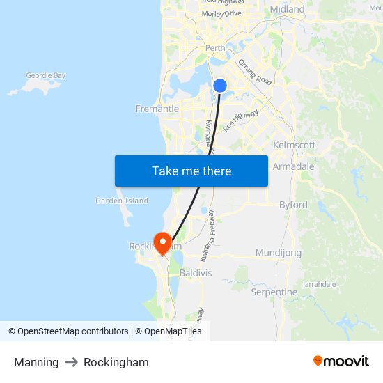 Manning to Rockingham map