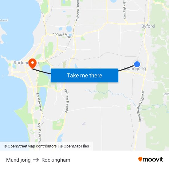 Mundijong to Rockingham map