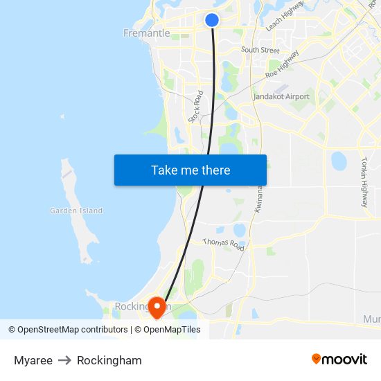 Myaree to Rockingham map