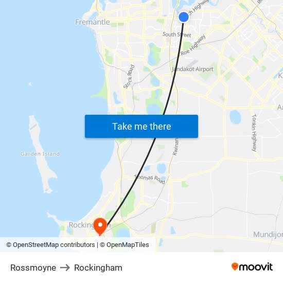 Rossmoyne to Rockingham map