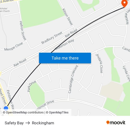 Safety Bay to Rockingham map