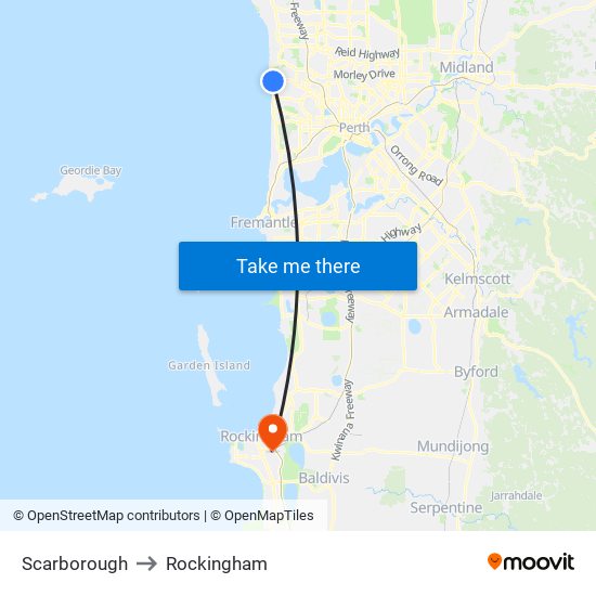 Scarborough to Rockingham map
