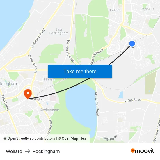 Wellard to Rockingham map
