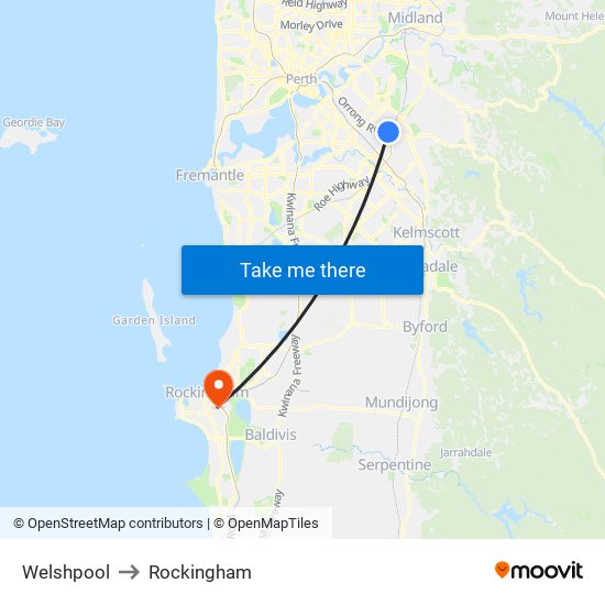 Welshpool to Rockingham map