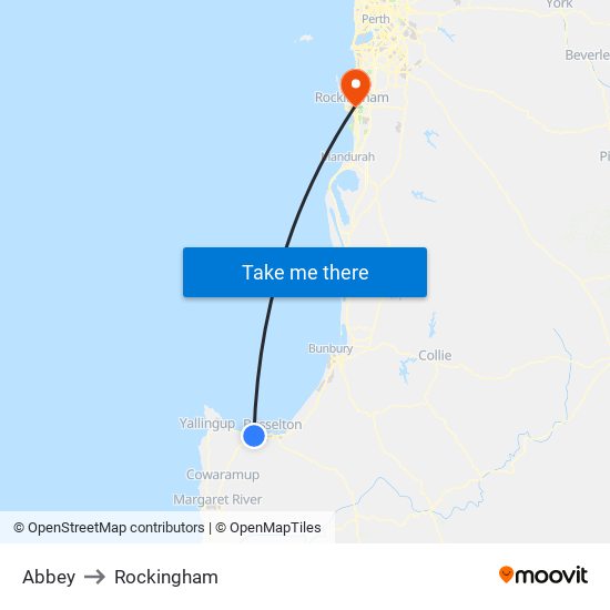 Abbey to Rockingham map