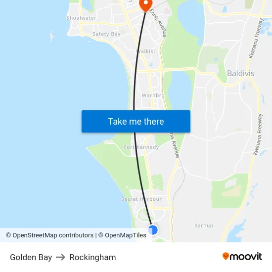 Golden Bay to Rockingham map
